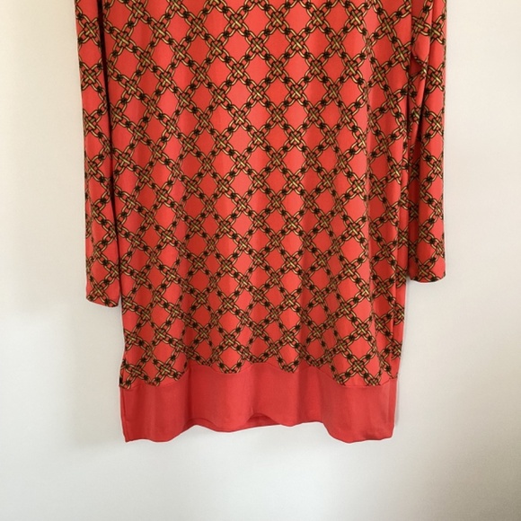 Michael Kors Chain Link Long Sleeve Orange & Gold Shift Dress Sz XL Equestrian - Picture 7 of 13